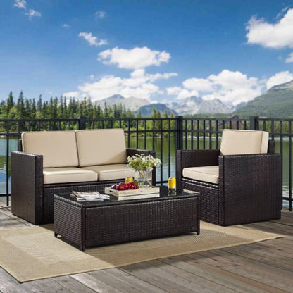 Crosley Palm Harbor 92 Inch 3pc Outdoor Wicker Conversation Set - KO70006BR