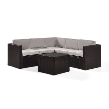 Crosley Palm Harbor 76 Inch 6pc Outdoor Wicker Sectional Set - KO70007BR