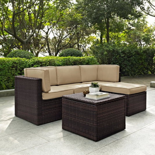 Crosley Palm Harbor 76 Inch 5pc Outdoor Wicker Sectional Set - KO70011BR