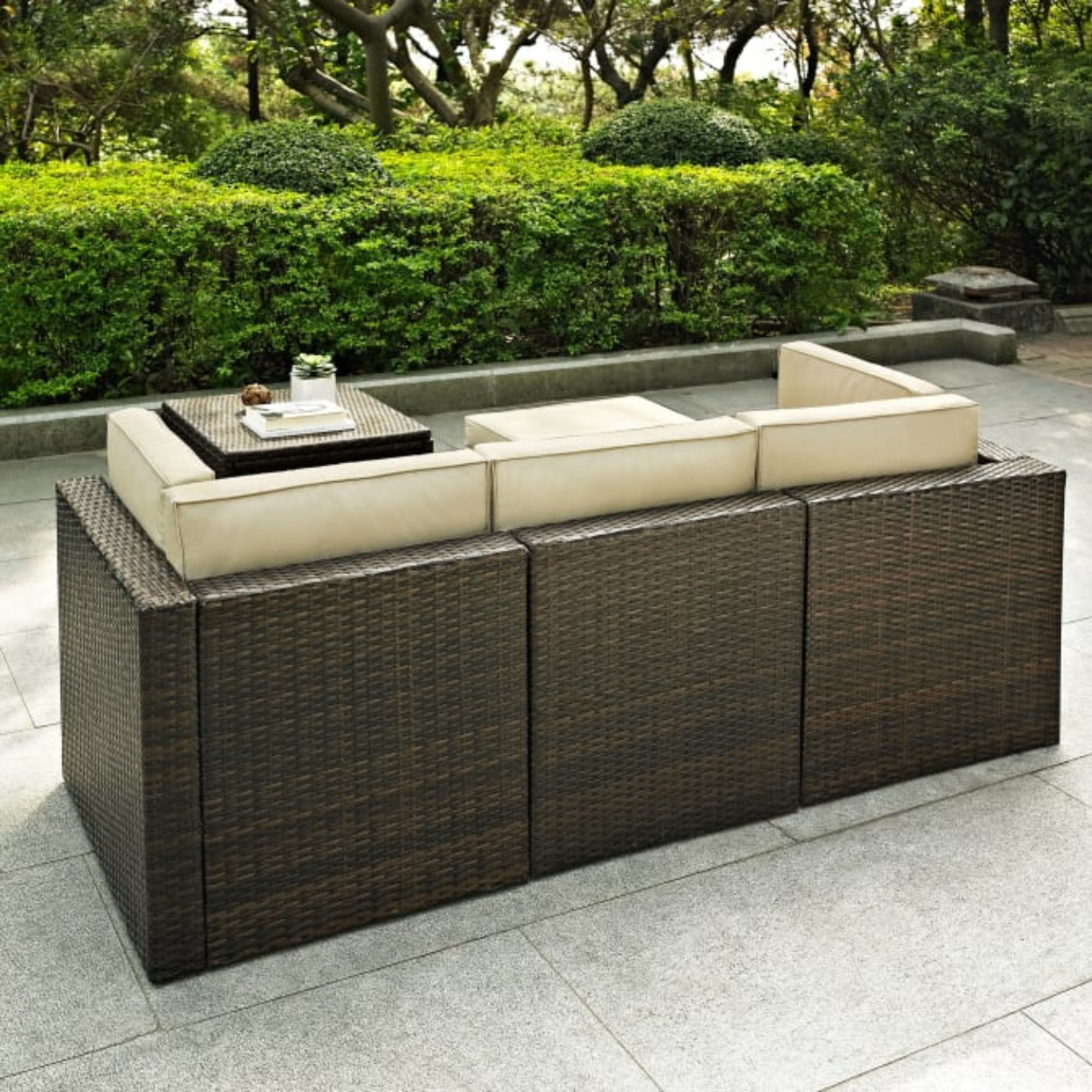 Crosley Palm Harbor 76 Inch 5pc Outdoor Wicker Sectional Set - KO70011BR