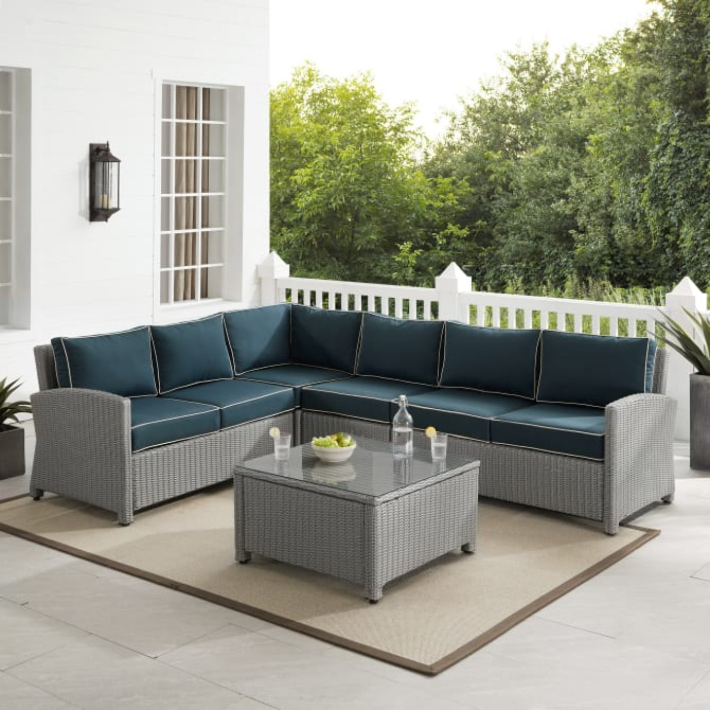 Crosley Bradenton 5pc Outdoor Wicker Sectional Set - KO70020