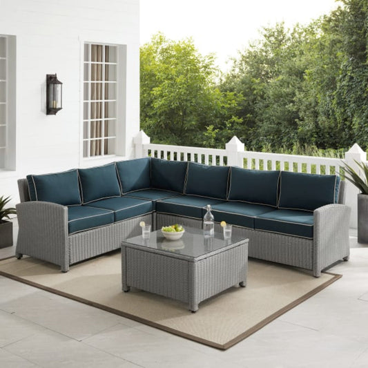 Crosley Bradenton 5pc Outdoor Wicker Sectional Set - KO70020