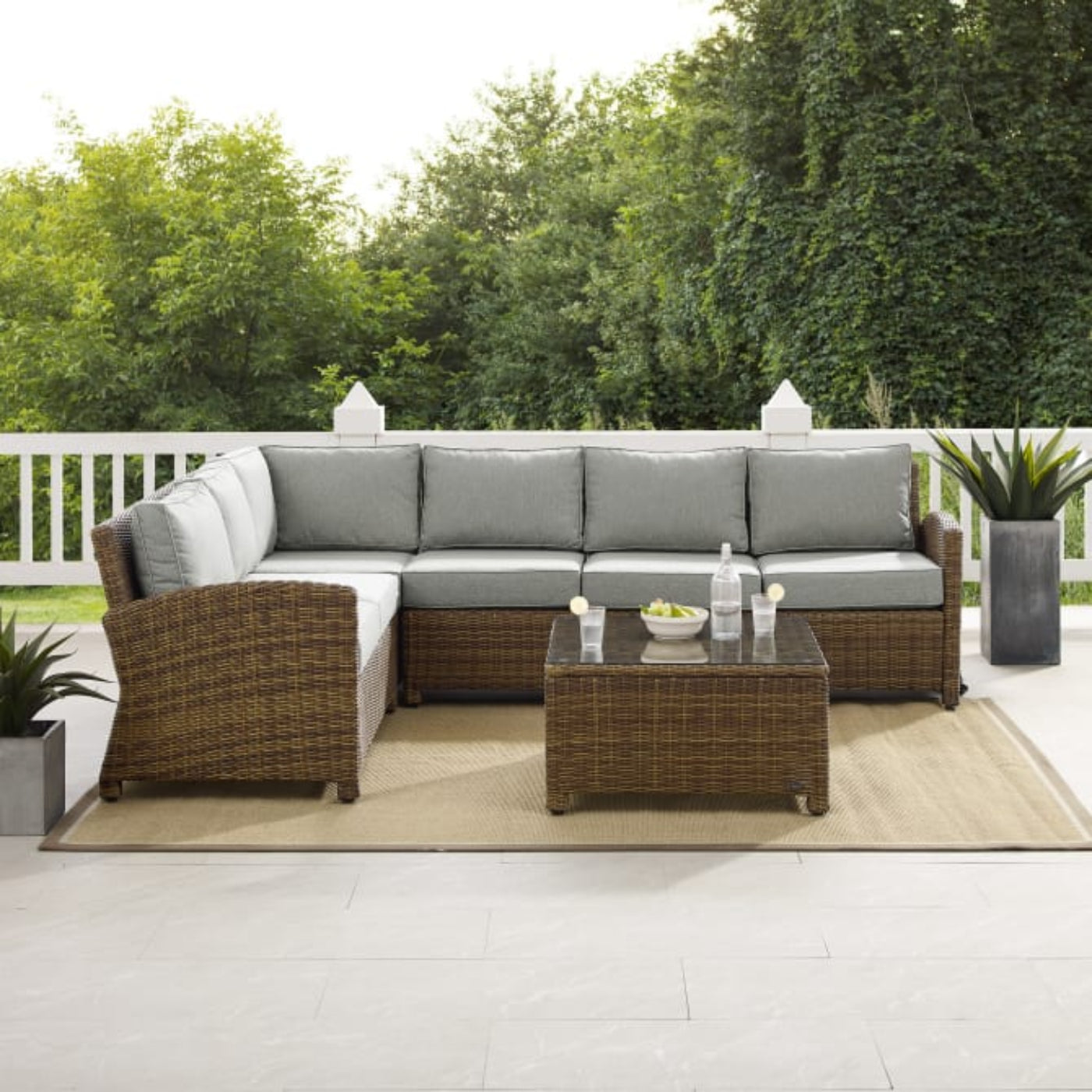 Crosley Bradenton 5pc Outdoor Wicker Sectional Set - KO70020