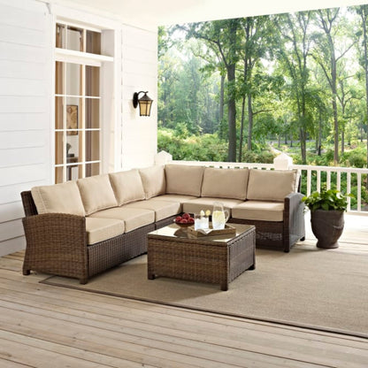 Crosley Bradenton 5pc Outdoor Wicker Sectional Set - KO70020