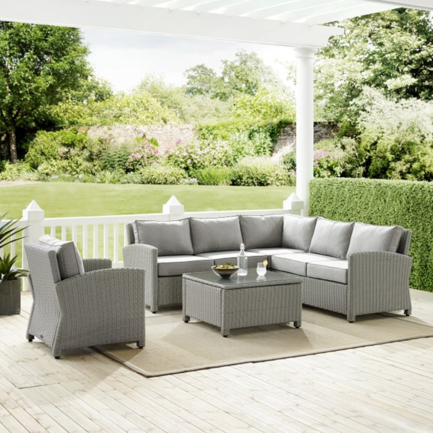 Crosley Bradenton 5pc Outdoor Wicker Sectional Set - KO70021