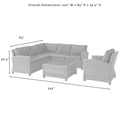Crosley Bradenton 5pc Outdoor Wicker Sectional Set - KO70021