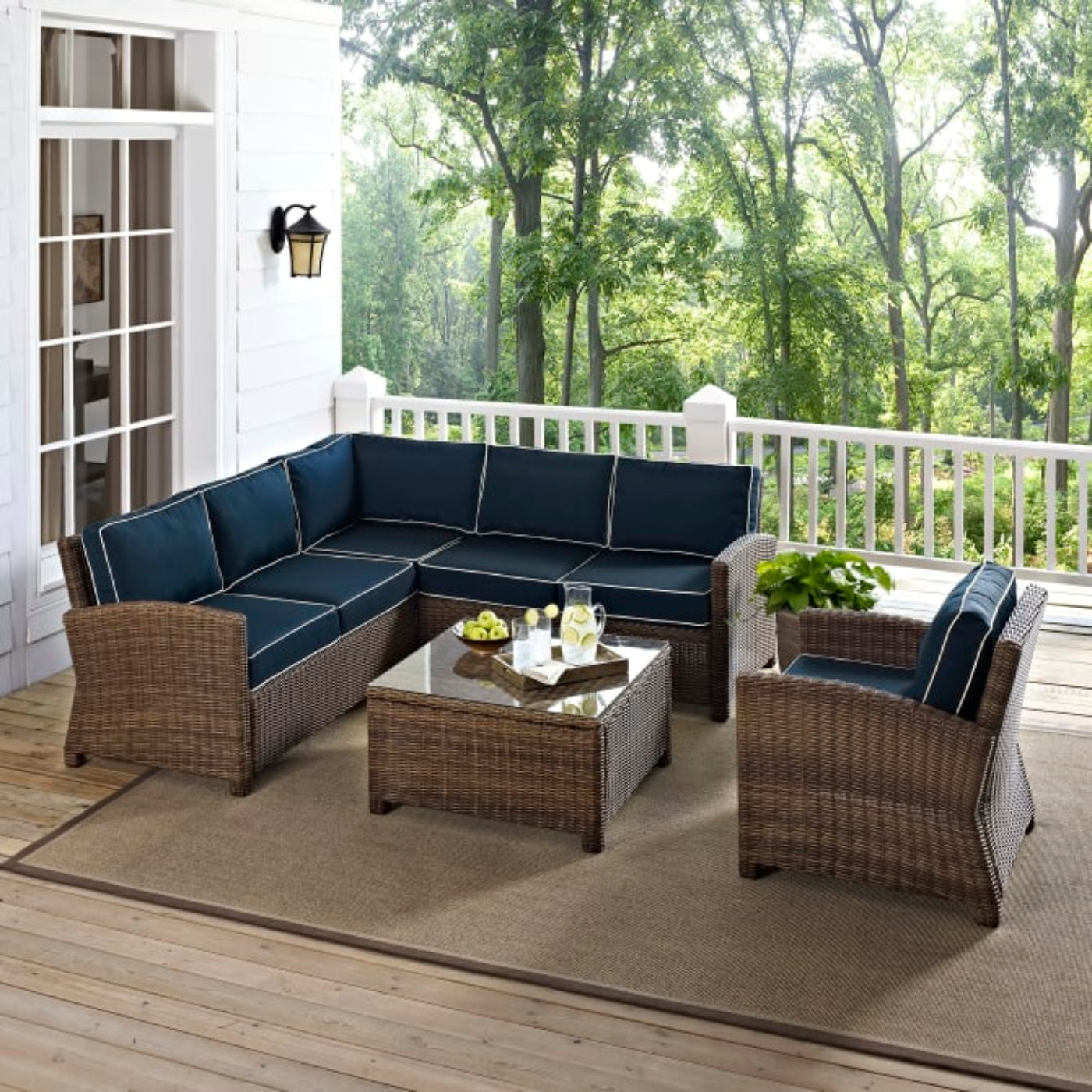 Crosley Bradenton 5pc Outdoor Wicker Sectional Set - KO70021