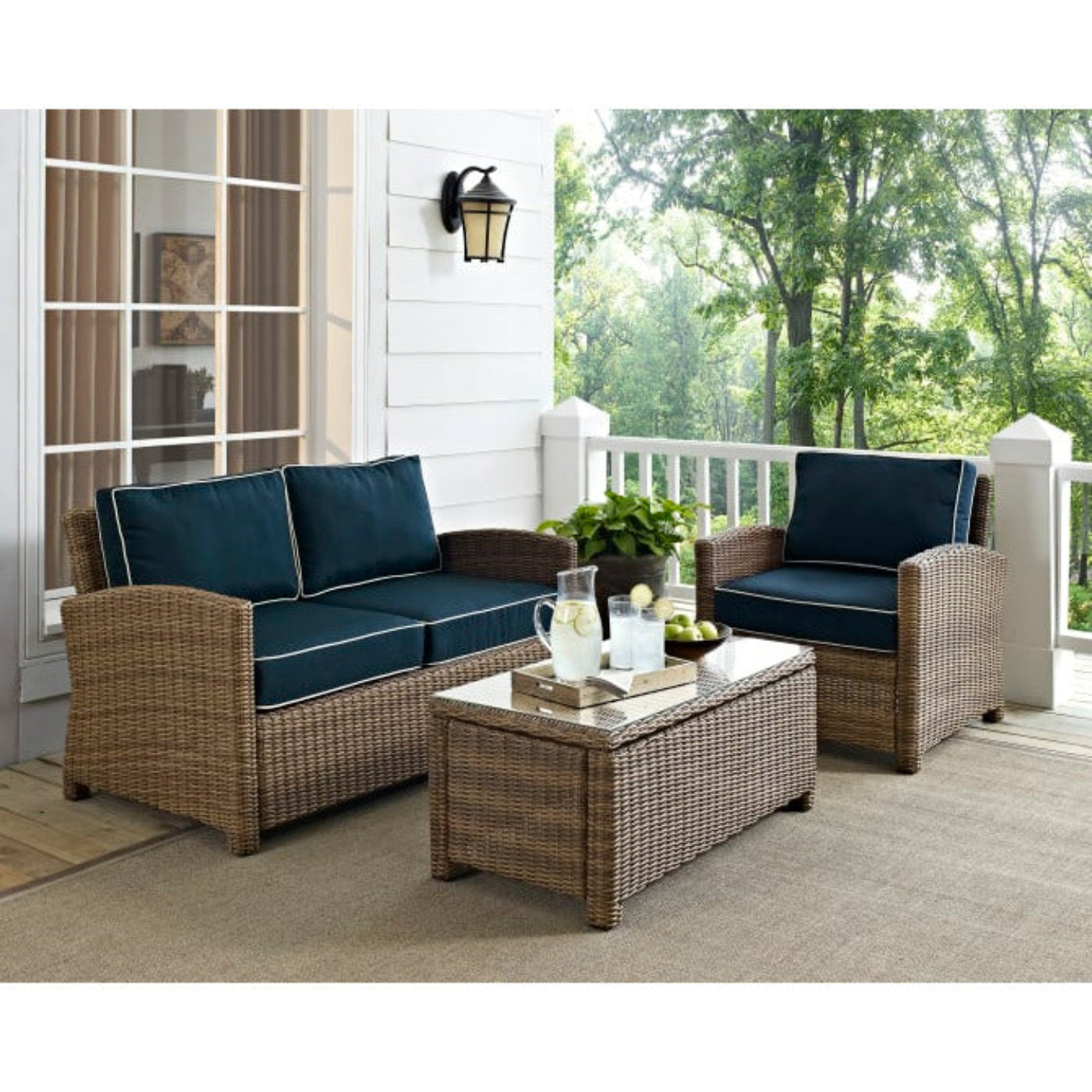 Crosley Bradenton 93 1/4 Inch 3pc Outdoor Wicker Conversation Set - KO70027WB