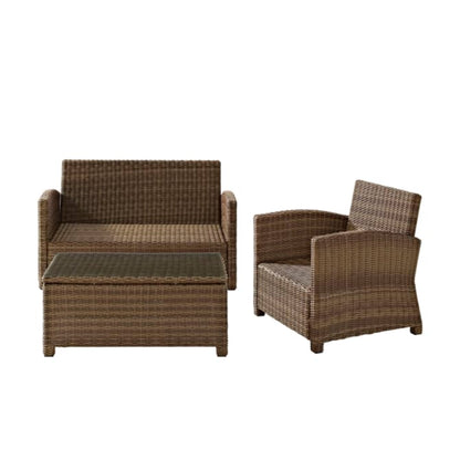 Crosley Bradenton 93 1/4 Inch 3pc Outdoor Wicker Conversation Set - KO70027WB