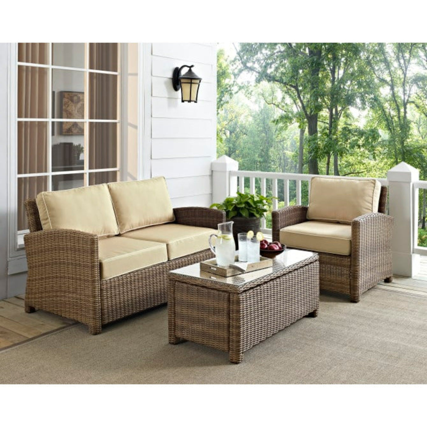 Crosley Bradenton 93 1/4 Inch 3pc Outdoor Wicker Conversation Set - KO70027WB