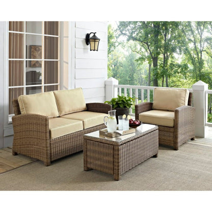 Crosley Bradenton 93 1/4 Inch 3pc Outdoor Wicker Conversation Set - KO70027WB