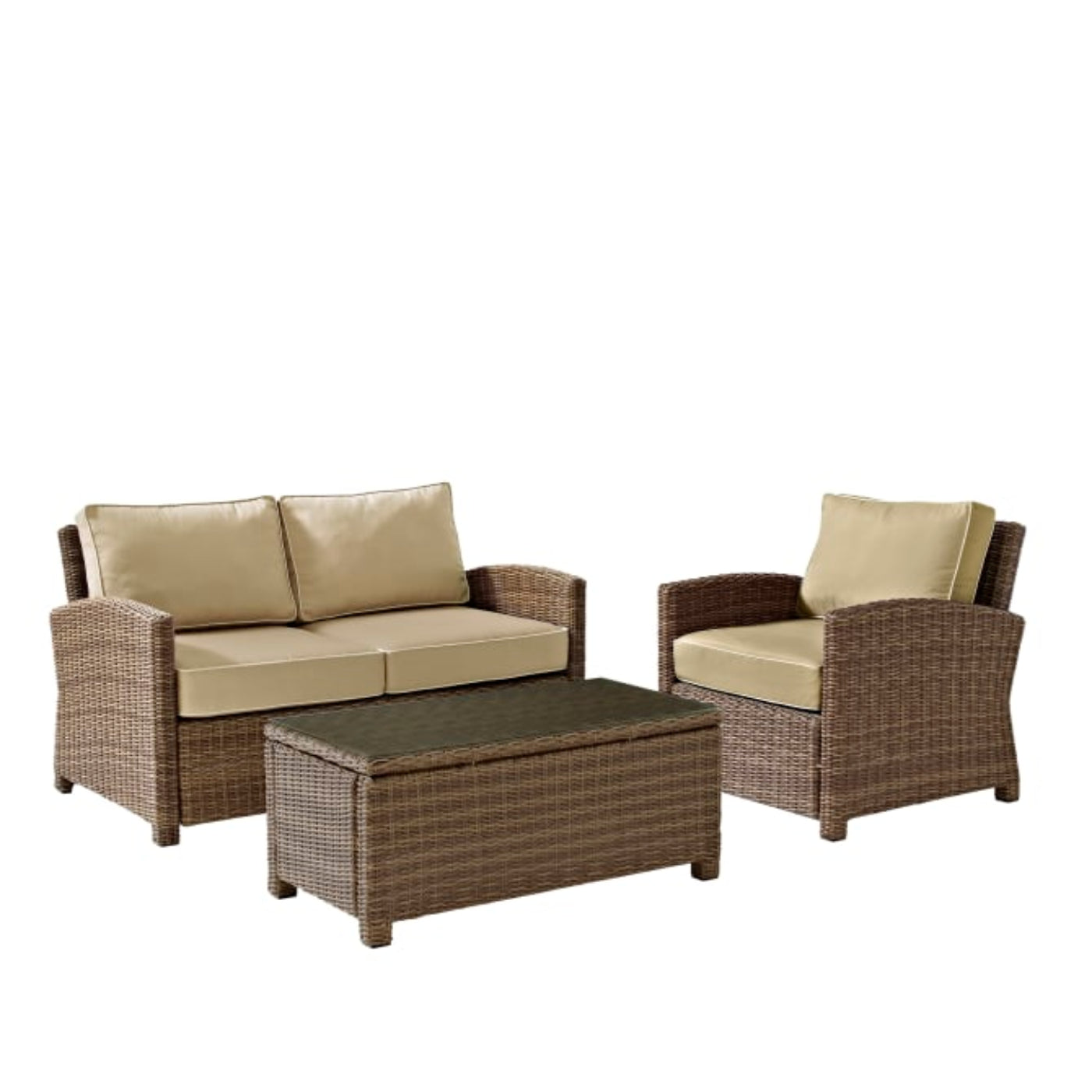 Crosley Bradenton 93 1/4 Inch 3pc Outdoor Wicker Conversation Set - KO70027WB