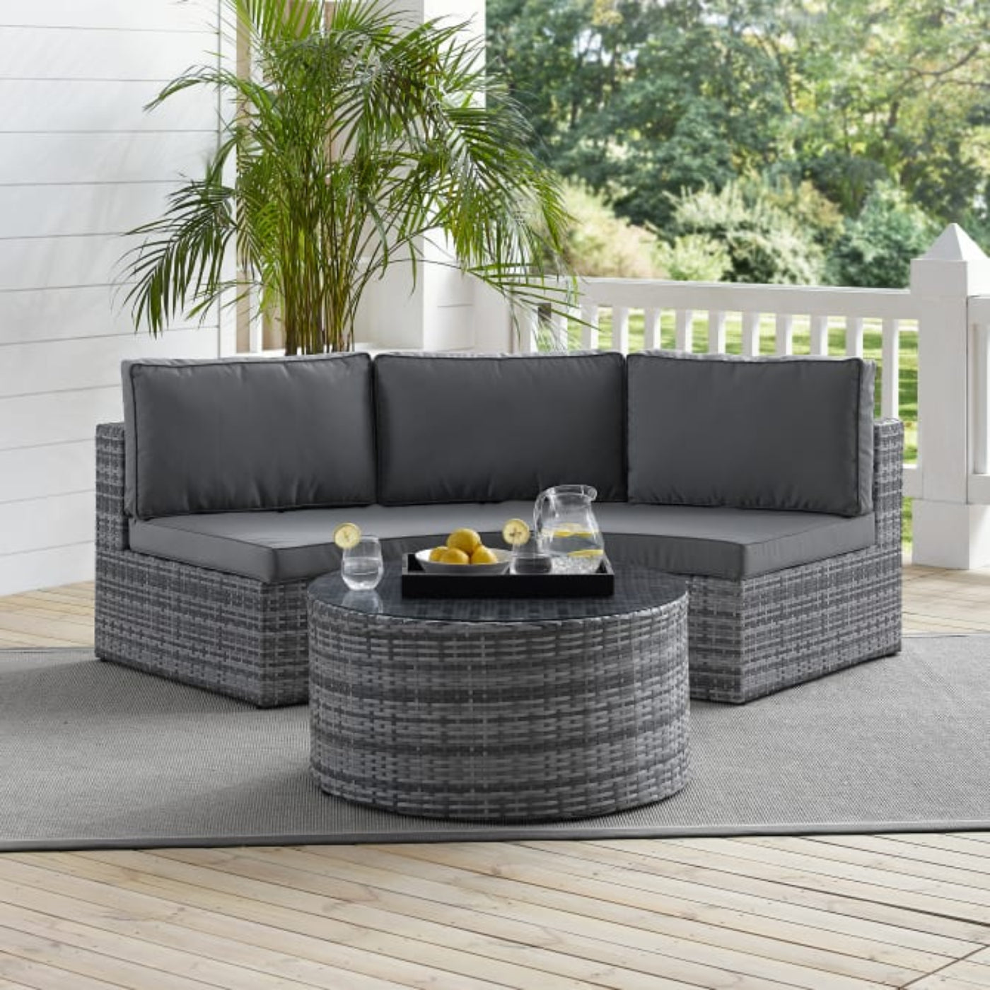 Crosley Catalina 83 Inch 2pc Outdoor Wicker Sectional Set - KO70034
