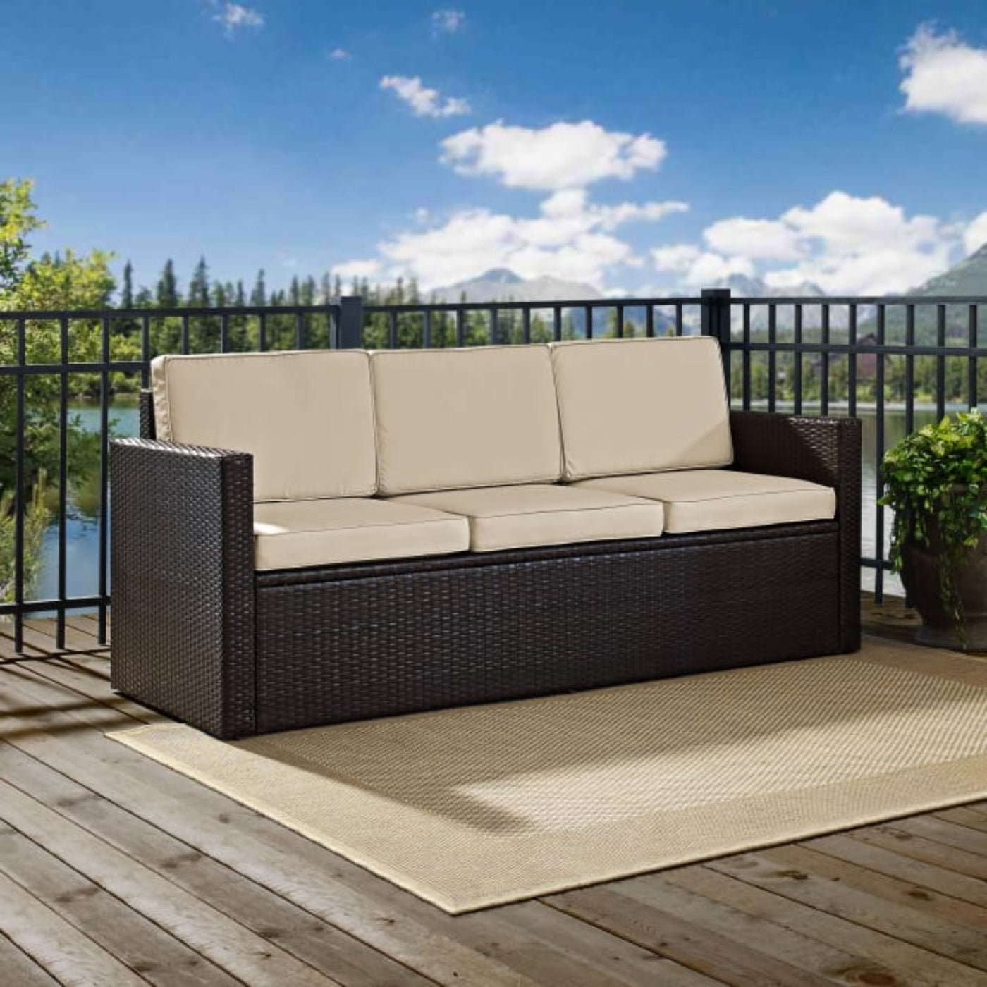 Crosley Palm Harbor Outdoor Wicker Sofa - KO70048BR