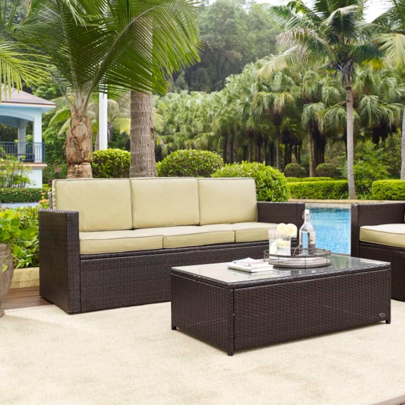 Crosley Palm Harbor Outdoor Wicker Sofa - KO70048BR