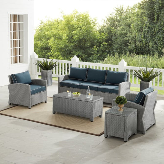 Crosley Bradenton 144 Inch 5pc Outdoor Wicker Sofa Set - KO70051
