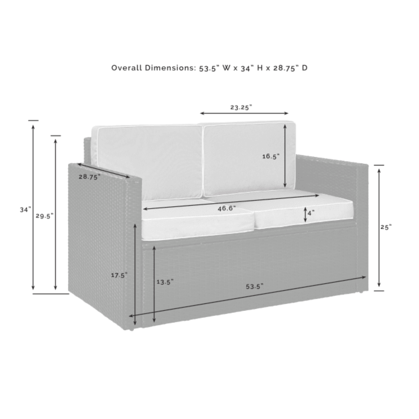 Crosley Palm Harbor 53.50 Inch Outdoor Wicker Loveseat - KO70092BR