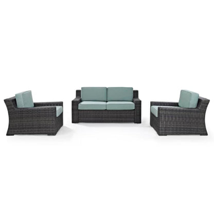 Crosley Beaufort 158 Inch 3pc Outdoor Wicker Conversation Set Mist - KO70098BR