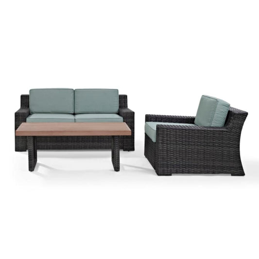 Crosley Beaufort 108 Inch 3pc Outdoor Wicker Conversation Set Mist - KO70101BR