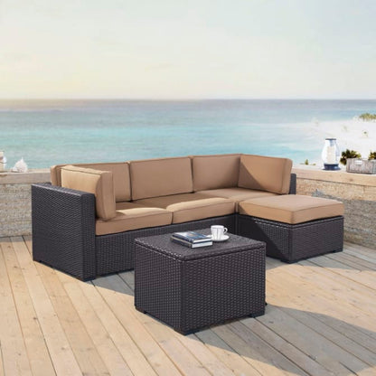Crosley Biscayne 95.50 Inch 4pc Outdoor Wicker Sectional Set - KO70105BR