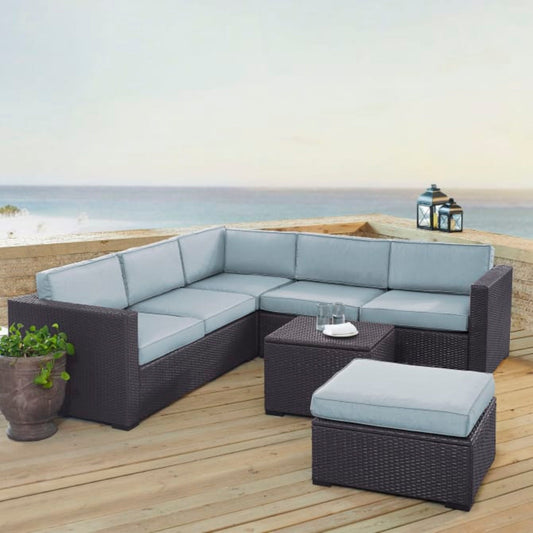 Crosley Biscayne 95.50 Inch 5pc Outdoor Wicker Sectional Set - KO70106BR