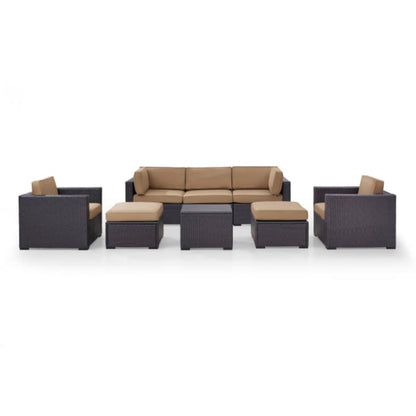 Crosley Biscayne 178.75 Inch 7pc Outdoor Wicker Sectional Set - KO70113BR