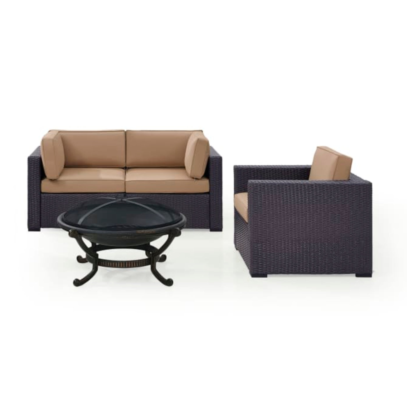 Crosley Biscayne 113.75 Inch 4pc Outdoor Wicker Conversation Set W/Fire Pit - KO70119BR