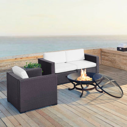 Crosley Biscayne 113.75 Inch 4pc Outdoor Wicker Conversation Set W/Fire Pit - KO70119BR