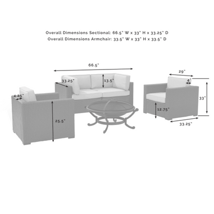 Crosley Biscayne 147 Inch 5pc Outdoor Wicker Conversation Set W/Fire Pit - KO70121BR