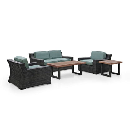 Crosley Beaufort 158 Inch 5pc Outdoor Wicker Conversation Set Mist - KO70123BR-MI
