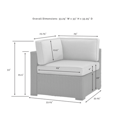 Crosley Biscayne 33.25 Inch Outdoor Wicker Corner Chair - KO70126BR