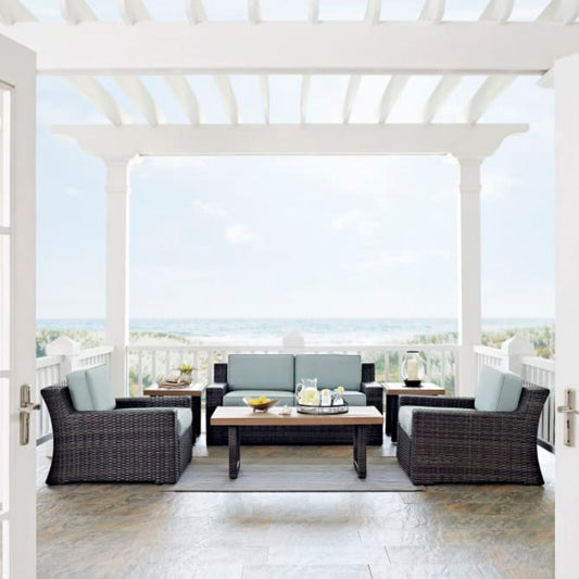 Crosley Beaufort 158 Inch 6pc Outdoor Wicker Conversation Set Mist - KO70131BR-MI