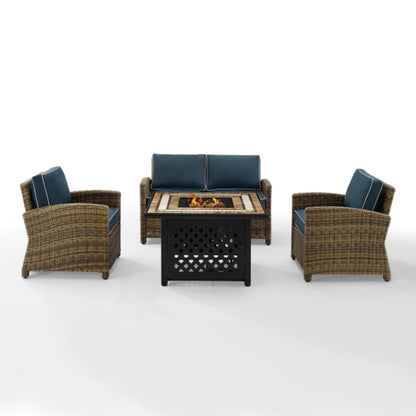 Crosley Bradenton 4pc Outdoor Wicker Conversation Set W/Fire Table