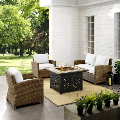 Crosley Bradenton 4pc Outdoor Wicker Conversation Set W/Fire Table