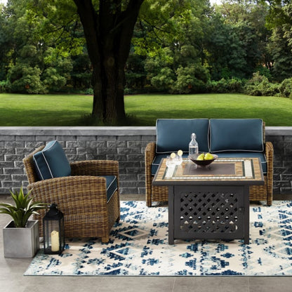 Crosley Bradenton 3pc Outdoor Wicker Conversation Set W/Fire Table - KO70161