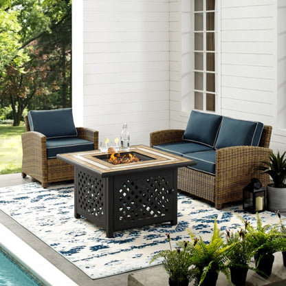 Crosley Bradenton 3pc Outdoor Wicker Conversation Set W/Fire Table - KO70161