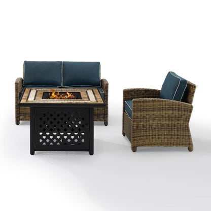 Crosley Bradenton 3pc Outdoor Wicker Conversation Set W/Fire Table - KO70161