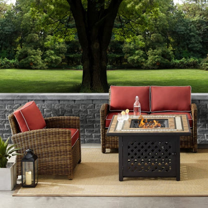 Crosley Bradenton 3pc Outdoor Wicker Conversation Set W/Fire Table - KO70161