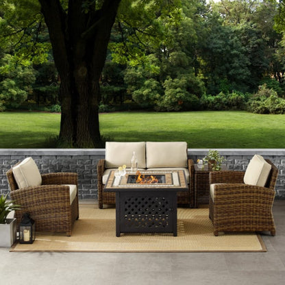 Crosley Bradenton 5pc Outdoor Wicker Conversation Set W/Fire Table - KO70162