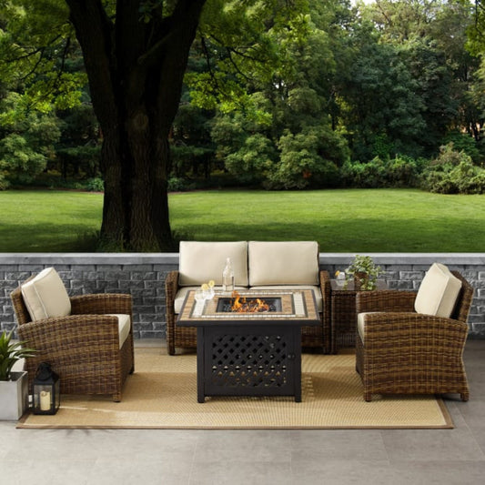 Crosley Bradenton 5pc Outdoor Wicker Conversation Set W/Fire Table - KO70162