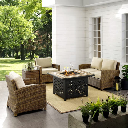 Crosley Bradenton 5pc Outdoor Wicker Conversation Set W/Fire Table - KO70162