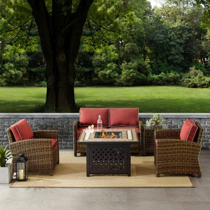 Crosley Bradenton 5pc Outdoor Wicker Conversation Set W/Fire Table - KO70162