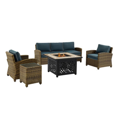 Crosley Bradenton 5pc Outdoor Wicker Sofa Set W/Fire Table - KO70163