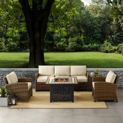 Crosley Bradenton 5pc Outdoor Wicker Sofa Set W/Fire Table - KO70163