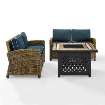 Crosley Bradenton 3pc Outdoor Wicker Conversation Set W/Fire Table - KO70164