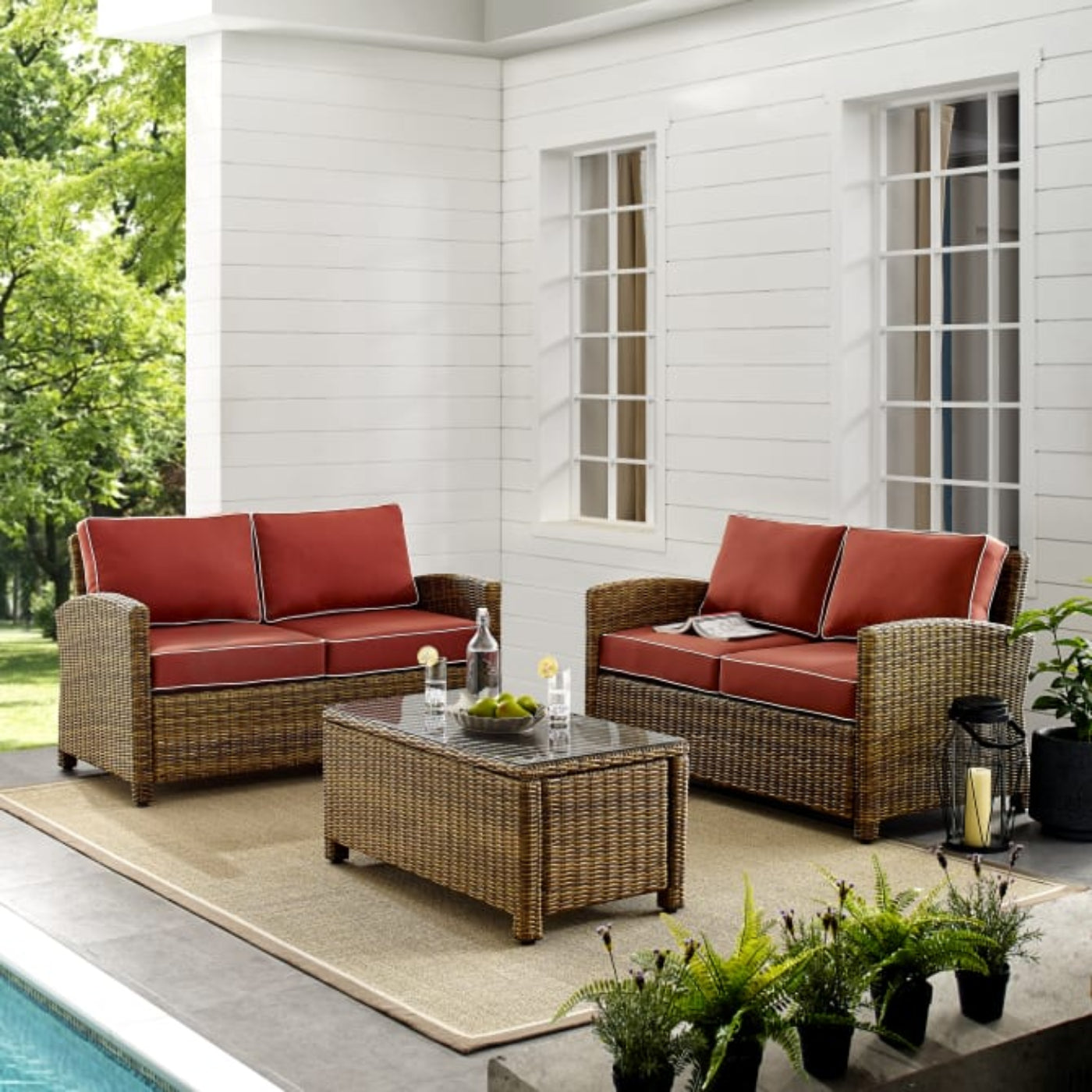 Crosley Bradenton 3pc Outdoor Wicker Conversation Set - KO70165