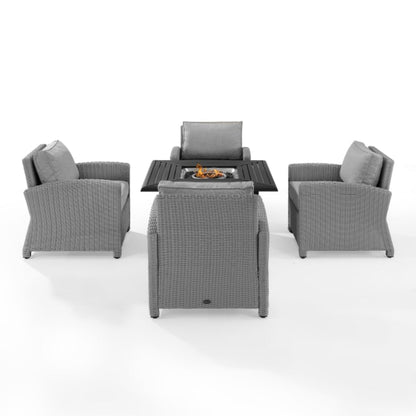 Crosley Bradenton 140 Inch 5pc Wicker Convers Set W/Fire Table Grey - KO70172GY-GY
