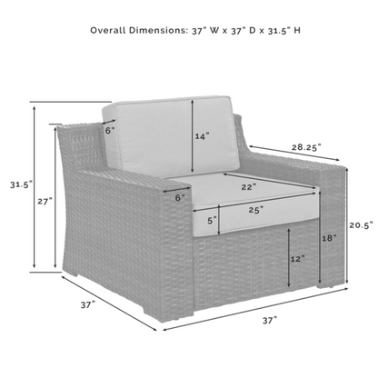 Crosley Beaufort 113.25 Inch 6pc Outdoor Wicker Conversation Set W/Fire Table Mist - KO70179BR