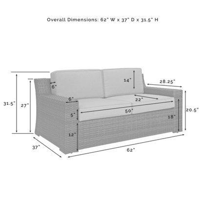 Crosley Beaufort 113.25 Inch 6pc Outdoor Wicker Conversation Set W/Fire Table Mist - KO70179BR
