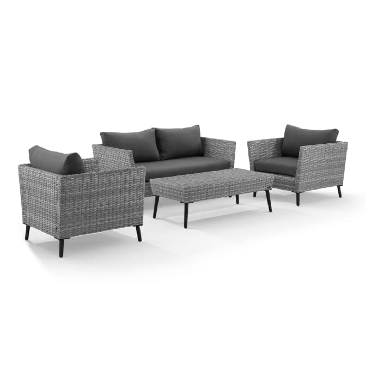 Crosley Richland 4pc Outdoor Wicker Conversation Set Charcoal - KO70200GY-CL